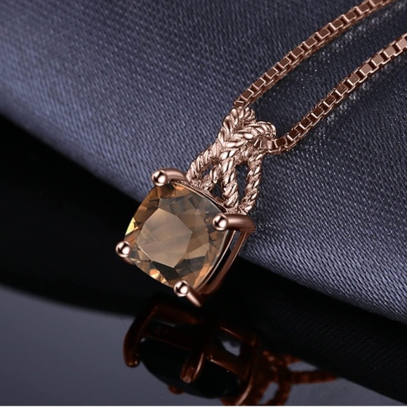 10k 925 Chocolate Diamond Quartz Pendant Necklace - Picture 9 of 11